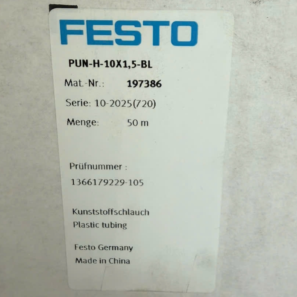 FESTO PUN-H-10X1.5-BL Plastic Tubing | Part No. 197386