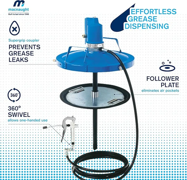 Macnaught Air Operated Grease Pump for 120lb./16 Gal. Containers