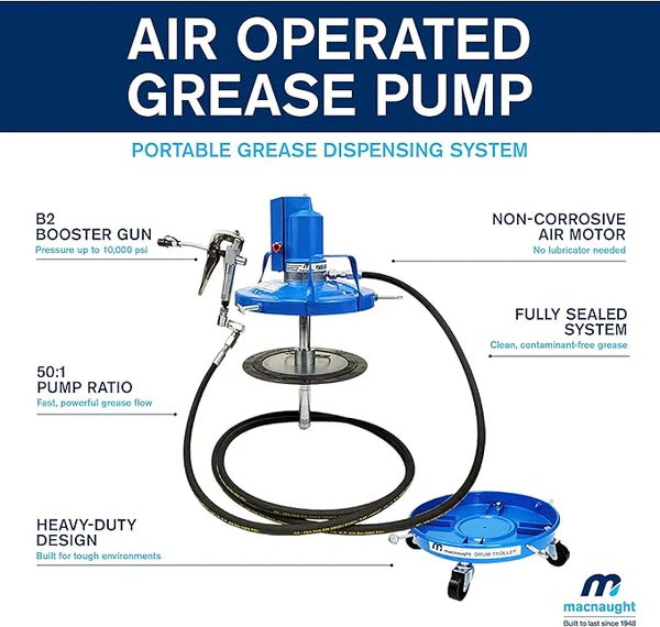 Macnaught Air Operated Grease Pump for 35 lb./5 Gal. Containers